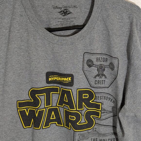 Disney Cruise Line Star Wars T Shirt Gray Large Hyperspace Ship Logo Graphic Tee - Picture 3 of 5